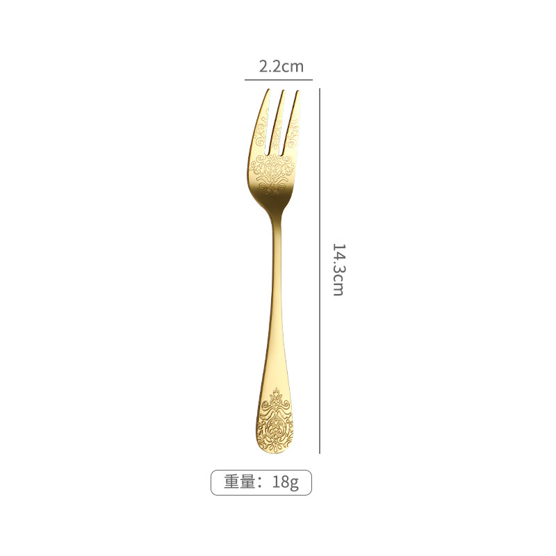厂家直销不锈钢刀叉勺酒店金色1010双面雕花西餐牛排刀叉餐具|undefined