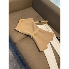 2025年春季爆款时尚新设计腰带无袖修身气西装马甲背心女