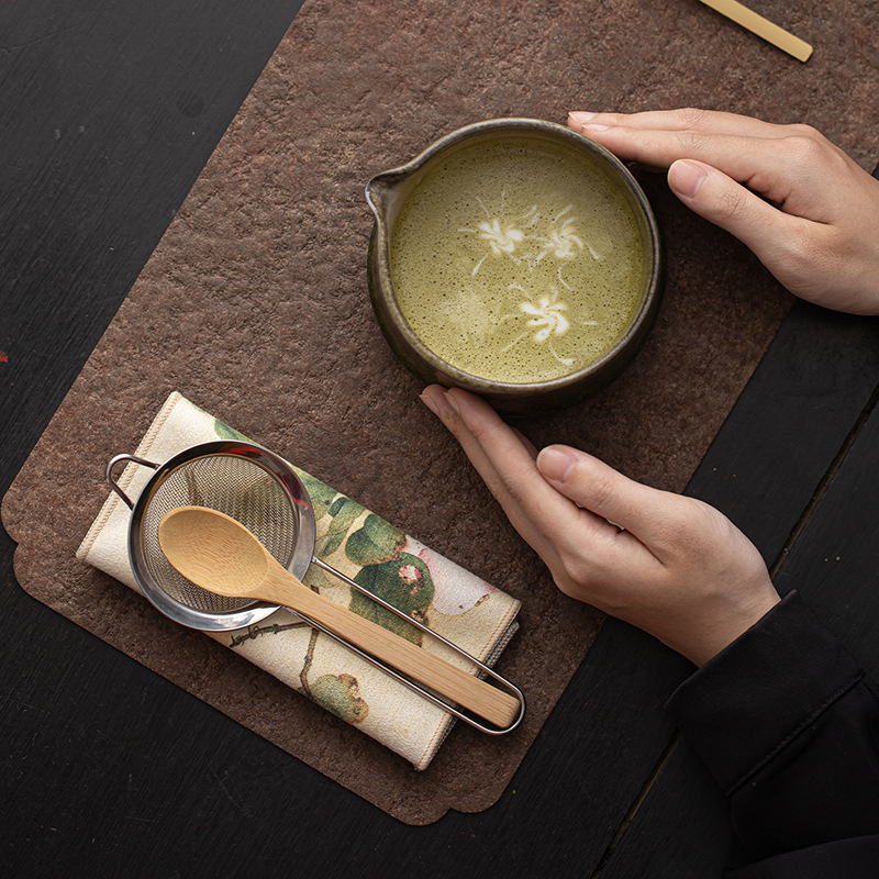 窑变竹韵陶瓷抹茶四件套日式打抹茶工具点茶碗茶筅立茶刷茶勺配件|undefined