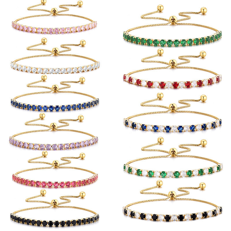 Round European and American Cross-Border New Single-Row Rhinestone Light Luxury Bracelet Niche Design Bracelet Wholesale Zircon Bracelet Round European and American Cross-Border New Single-Row Rhinestone Light Luxury Bracelet Niche Design Bracelet Wholesale Zircon Bracelet