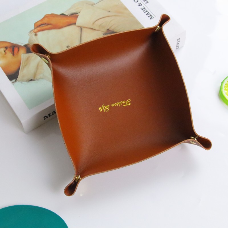 Caja de almacenamiento de cuero estilo nórdico pasillo de escritorio clave cosméticos joyería Cubo de almacenamiento de alta apariencia pu bandeja al por mayor