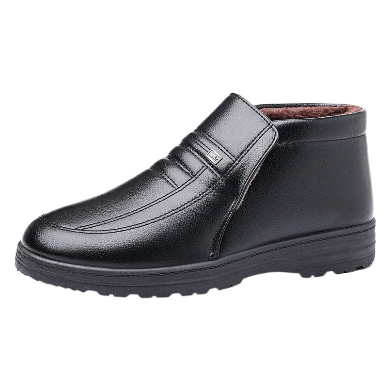 Zapatos acolchados de algodón para hombres zapatos acolchados de algodón de invierno cálidos forrados de vellón antideslizantes para hombres zapatos acolchados de algodón para ancianos zapatos acolchados de algodón de cuero para hombres