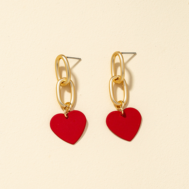 simple fashion heart-shaped tassel earrings