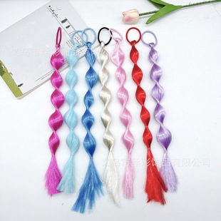 Foreign Trade Children's Wig Braid Seven Color Lantern Braid Headwear Bubble Braid Hair Ring High Elastic Headline Ponytail Hair Accessories