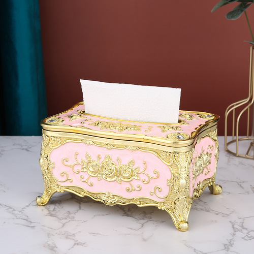 European-style tissue box for home living room, creative lightweight luxury tissue box, napkin box for restaurant, hotel, KTV decoration