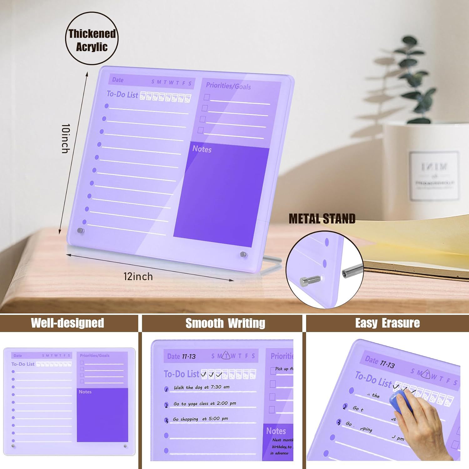 Tablero de escritorio acrílico grueso para hacer tablero de plan, 30 cm x 25 cm, tablero blanco de escritorio
