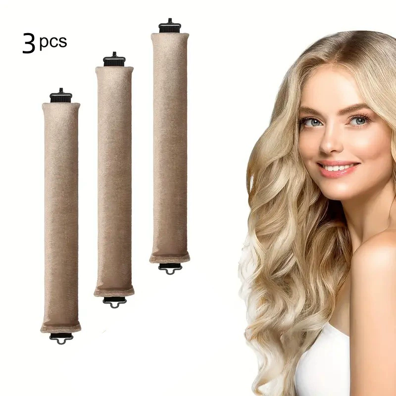 3-hook velvet hair curlers, big-wave sleep rollers set, multi-piece plush curling rods