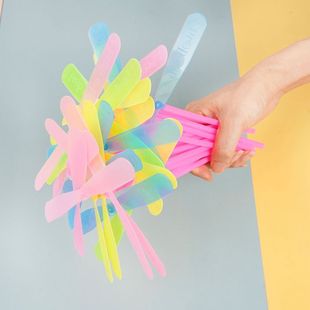 Children's Nostalgic Classic Toys Bamboo Dragonfly Colorful Hand Rubbing Plastic Double Fly Leaf Fairy Hand Rubbing Bamboo Dragonfly