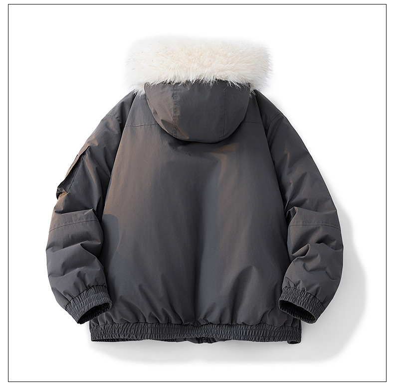 Parker Tooling Padded Jacket For Men And Women Autumn Fur Collar Padded Jacket Thickened Couple Hooded Padded Jacket_viptrois.com