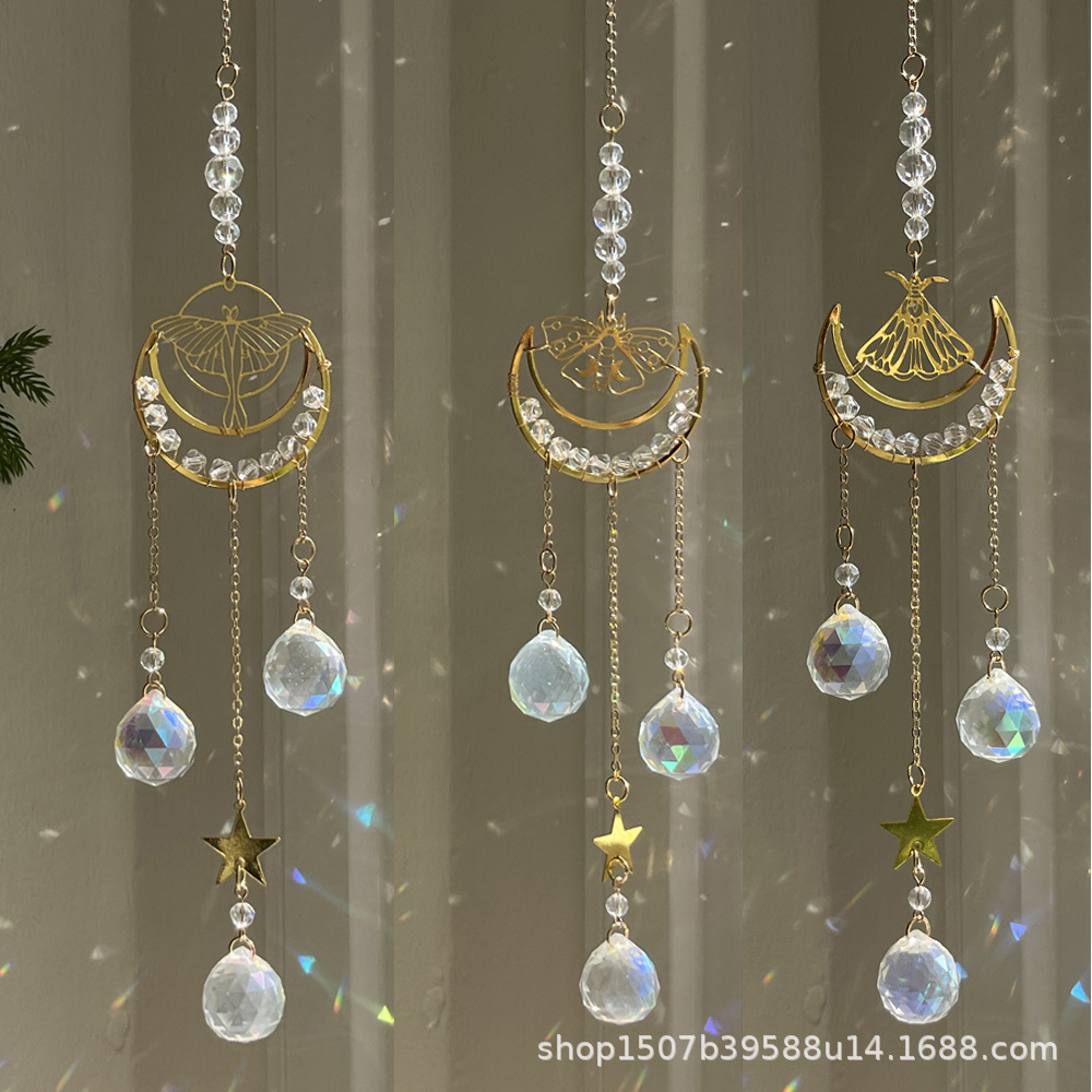 Fabricante de origen de Sun Catcher Nuevos productos transfronterizos Decoración de jardín Hermoso colgante Luna Mariposa Moth Sunshine Catcher