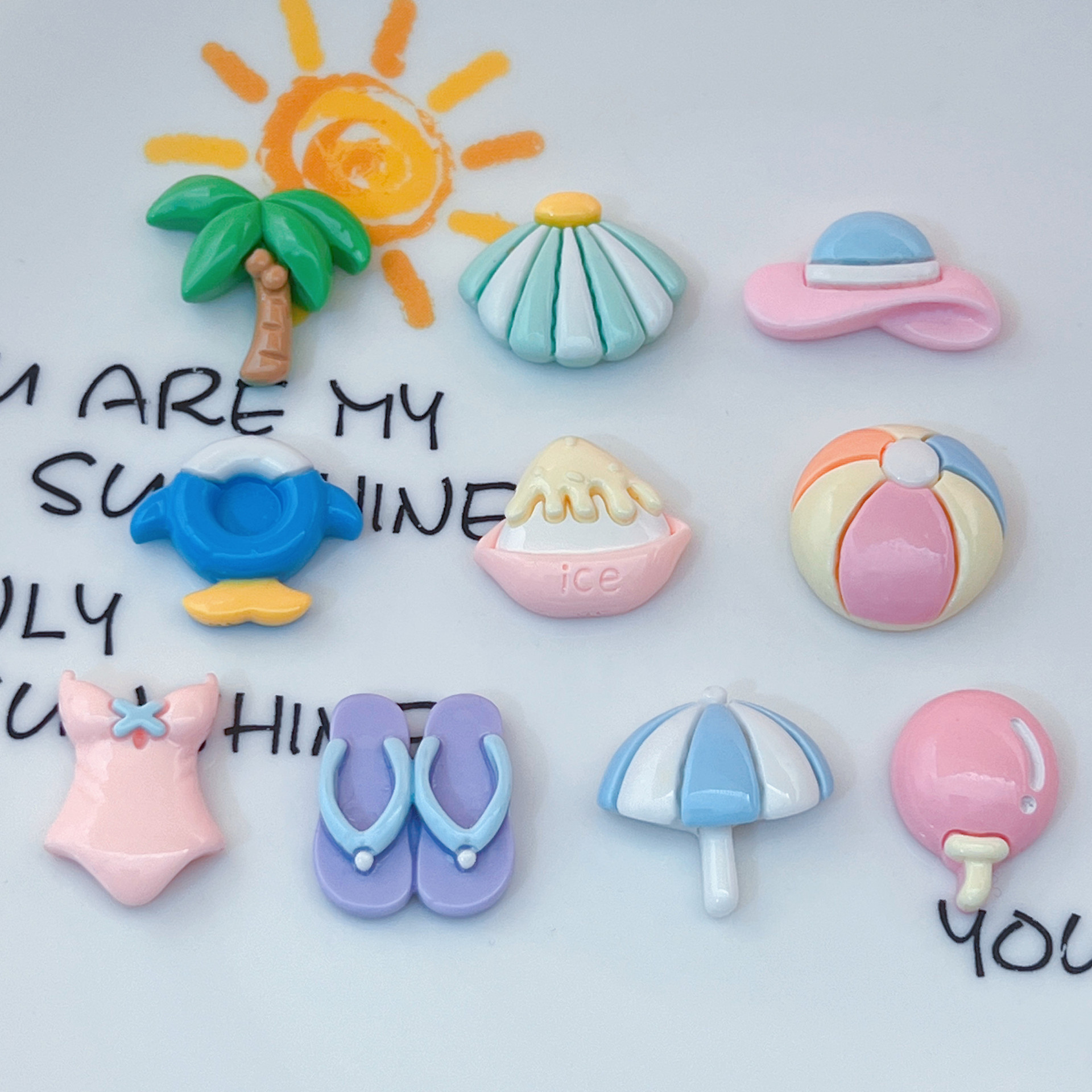 Cool summer ice cream slippers sun umbrella coconut tree bikini cream glue DIY material resin accessories