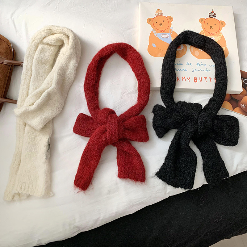 Bufandas de otoño y invierno sensación de atmósfera nuevo estilo coreano variante suave dulce sólido bufandas pegajosas delgadas calentamiento del collar