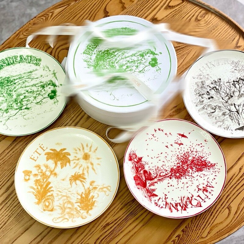 European Bone China Western Dinner Plate Dijia Spring, Summer, Autumn and Winter Series Four-Plate Simple Light Luxury Home Dinner Plate Gift Wholesale