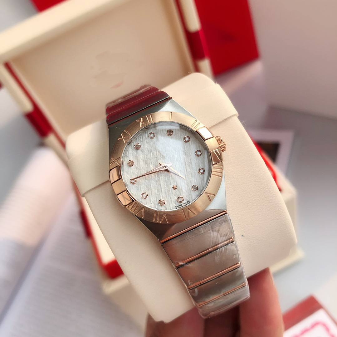 欧米星座系列全彩色钻面圆盘时尚瑞士石英小清新简约女士手表代发