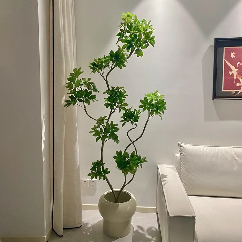 仿真高端轻奢鸭脚木室内客厅装饰大型假绿植盆栽落地摆件仿生植物