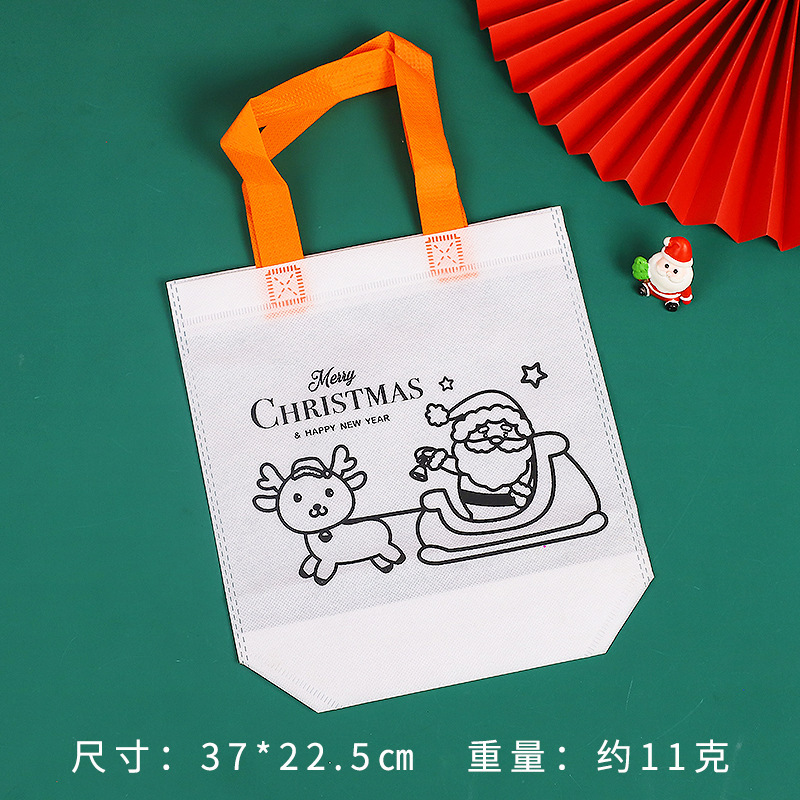 漫画クリスマス落書き手提げ袋子供手作りDIY絵画塗り不織布袋クリスマスギフトバッグ|undefined