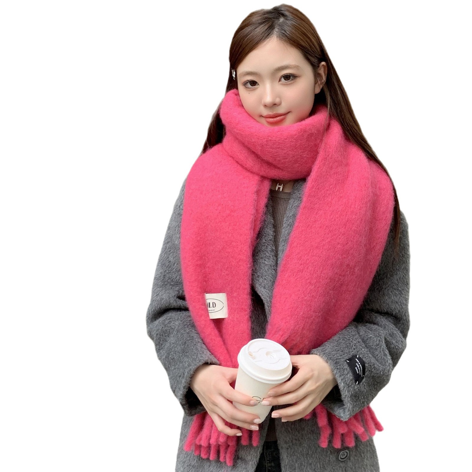 2024 nuevo bufandas de color sólido para mujeres dopamina japonesa versátil pareja de estudiantes collares de invierno grueso mantel cálido