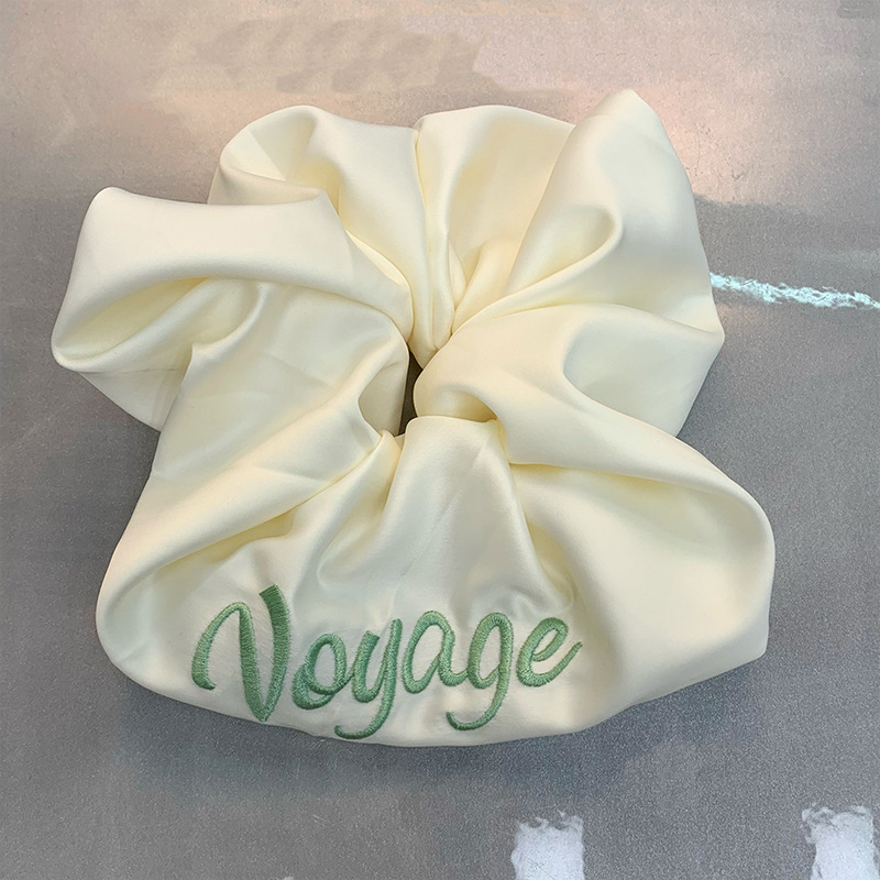 Insfeng letras bordadas de estilo nicho diseño de cabello de colon grande anillo de cabello de cola de caballo tocado