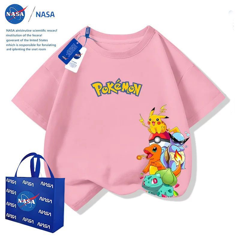 NASA宝可梦皮卡丘t恤短袖儿童衣服夏季可爱潮流男女童装半袖上衣|undefined