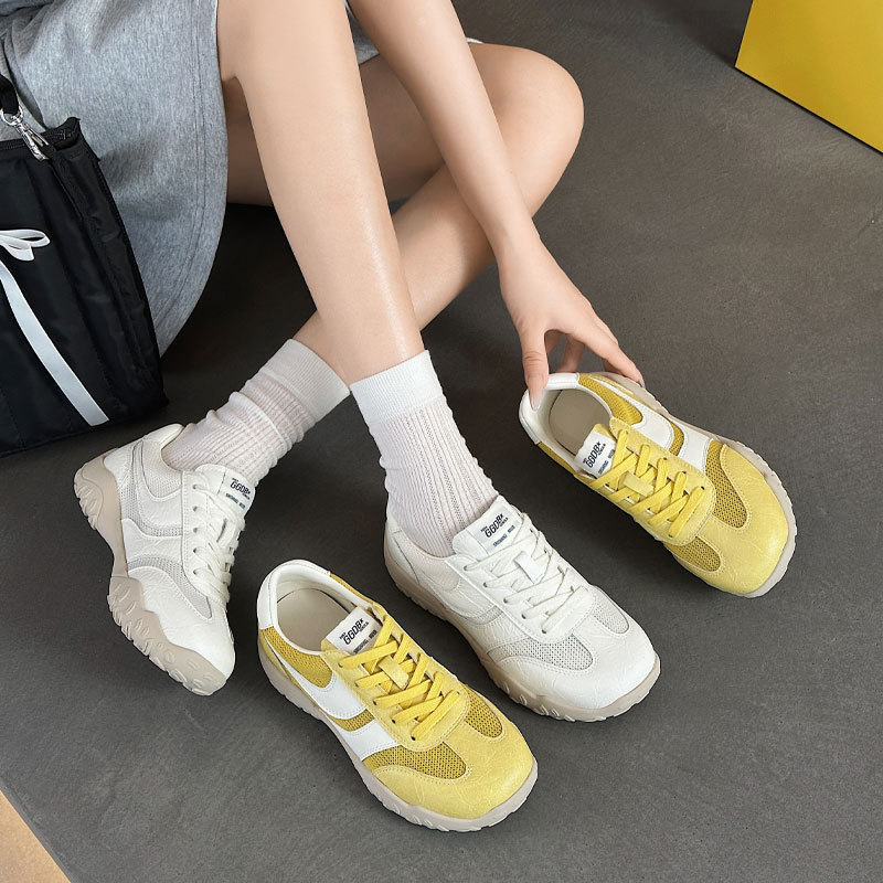 Genuine Leather Mesh Breathable Moral Training Shoes for Women 2025 Summer New Versatile Soft-Soled Forrest Gump Shoes Sports and Leisure Sneakers Trbottomy