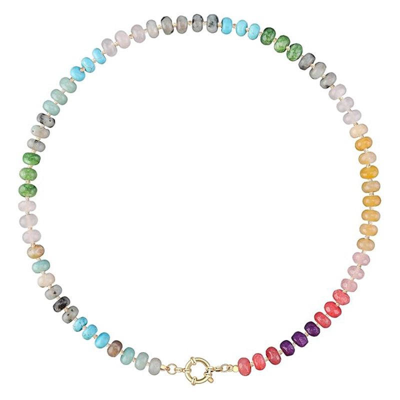 15g Weight Lobster Trigger Clasp Closure Clasp Closure Type Necklace Classification Beaded Chain Chain Type 1 Piece Quantity Daily, Street Occasion natural stone Material Geometric Pattern Women's Gender Simple Style Style Simple Style Geometric Natural Stone Beaded Chain Necklace 20