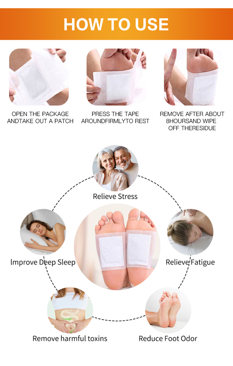 Kinoki Cleansing Detox Foot Pads with Mugwort 10 Patches per Bag in use
