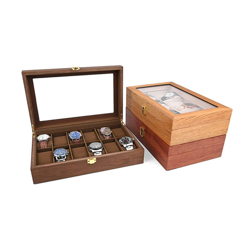 New 12-bit watch box retro wooden watch storage box display European style flip wooden box dropshipping