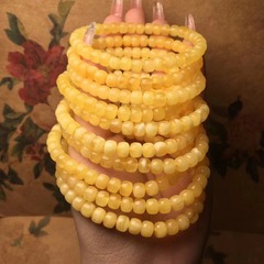 天然蜜蝋古式手串 鶏油黄蜜蝋質ブレスレット 弟子珠 文玩アクセサリー 可塘ジュエリー 手作り