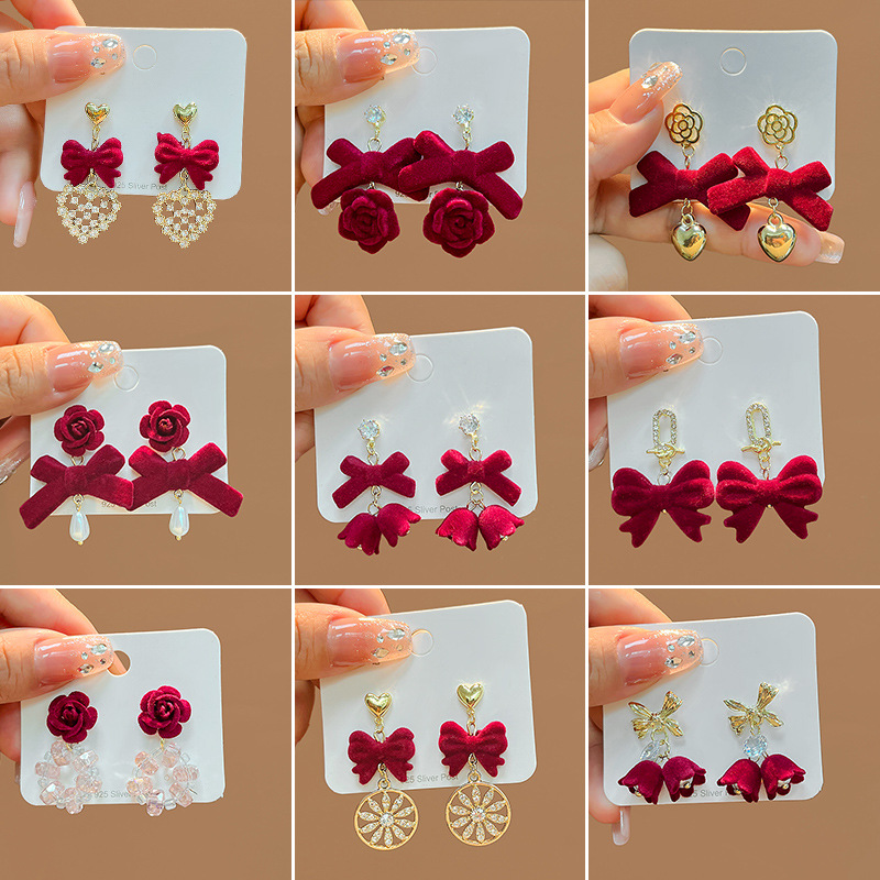 1 Pair Simple Style Bow Knot Alloy Inlay Artificial Diamond Womenu0027S Drop Earrings