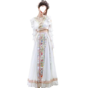 D5K Bohemian Style Dress Miao Girl Clothes Ethnic Style Refreshing Summer Dress
