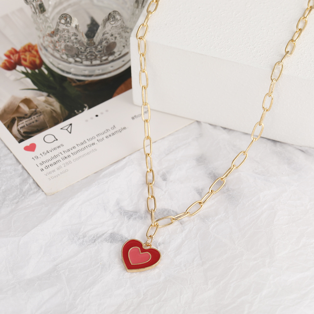wholesale fashion doublelayer heartshaped necklace Nihaojewelrypicture7