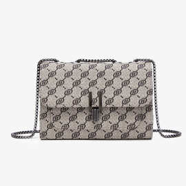 2024新款轻奢斜挎包小方包波点印花百搭时尚单肩包链条女士包