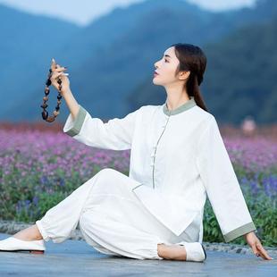 Buddhist Zen Women's Clothing Autumn Improved Layman's Clothing Fashionable Tai Chi Clothing Classy Cotton and Linen Zen Clothing Chinese Tang Suit Women's Suit