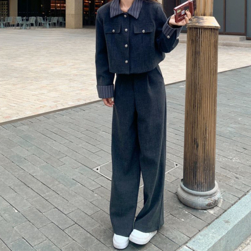 韩系灰色西装套装女春季流行盐系又a又飒ootd西服两件套穿搭爆款|undefined