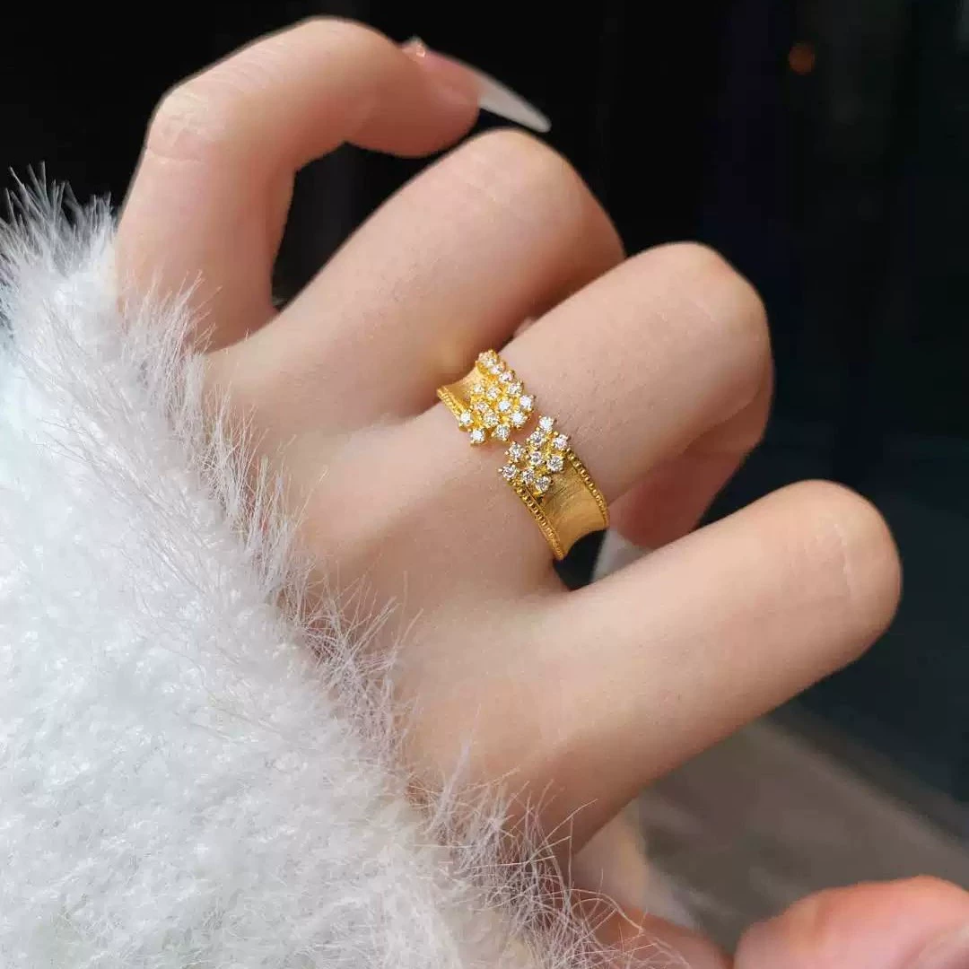 Кольцо со звездой из золота 18 карат au750, цветное золото, высококачественное универсальное доступное роскошное открытое кольцо, подарочная ракушка, оптовая продажа