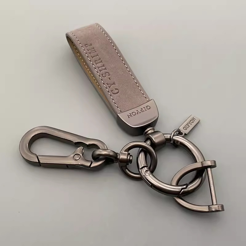 创意翻毛皮汽车钥匙扣挂件简约时尚锁匙圈环男女士车钥匙挂绳腰挂