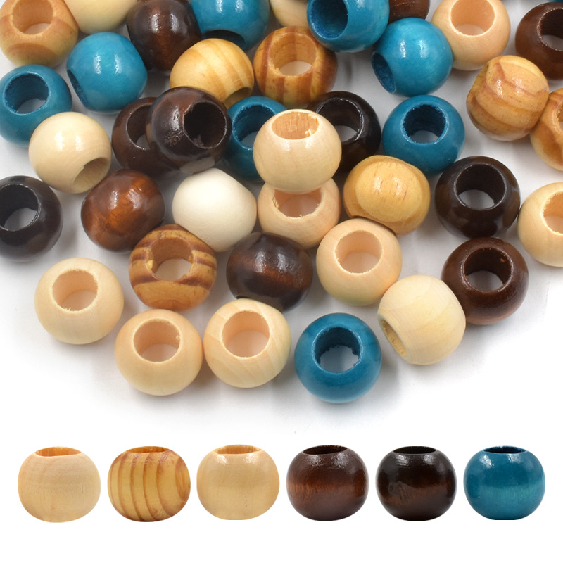 大孔咖色木珠20MM荷木彩色木珠子松木木珠diy包包服装辅料配件