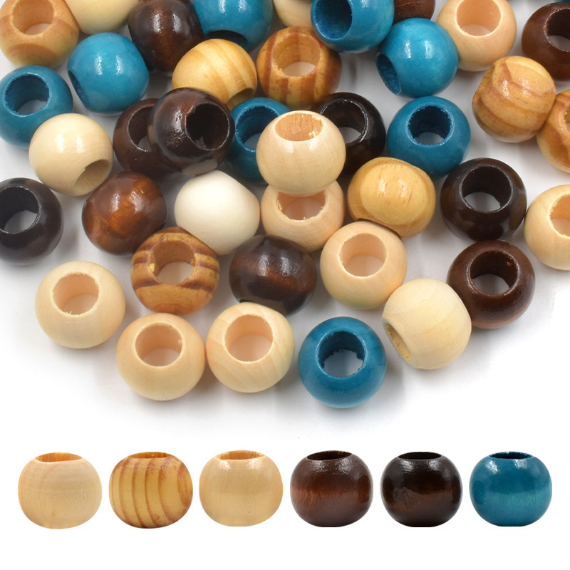 Large Hole Coffee-Colored Wooden Beads 20mm Lotus Wood Colored Wooden Beads Pine Wood Beads DIY Bag Clothing Accessories Parts