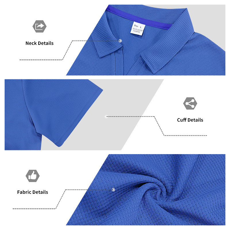 Men's Summer Waffle Knit Polo Shirt And Shorts Set, Casual Breathable Comfort Outfit For Daily Wear ​​Lightweight & Quick-Drying Fabric​_viptrois.com