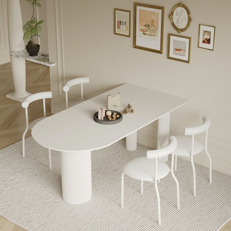 Modern Minimalist Nordic Rectangular Dining Table and Chair Set for Small Apartments, Cream-Style Italian Minimalist Dining Table Modern Minimalist Nordic Rectangular Dining Table and Chair Set for Small Apartments, Cream-Style Italian Minimalist Dining Table