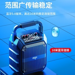 爱国者 广场舞音响户外蓝牙音箱K歌小型手提便携式移动一体麦克风