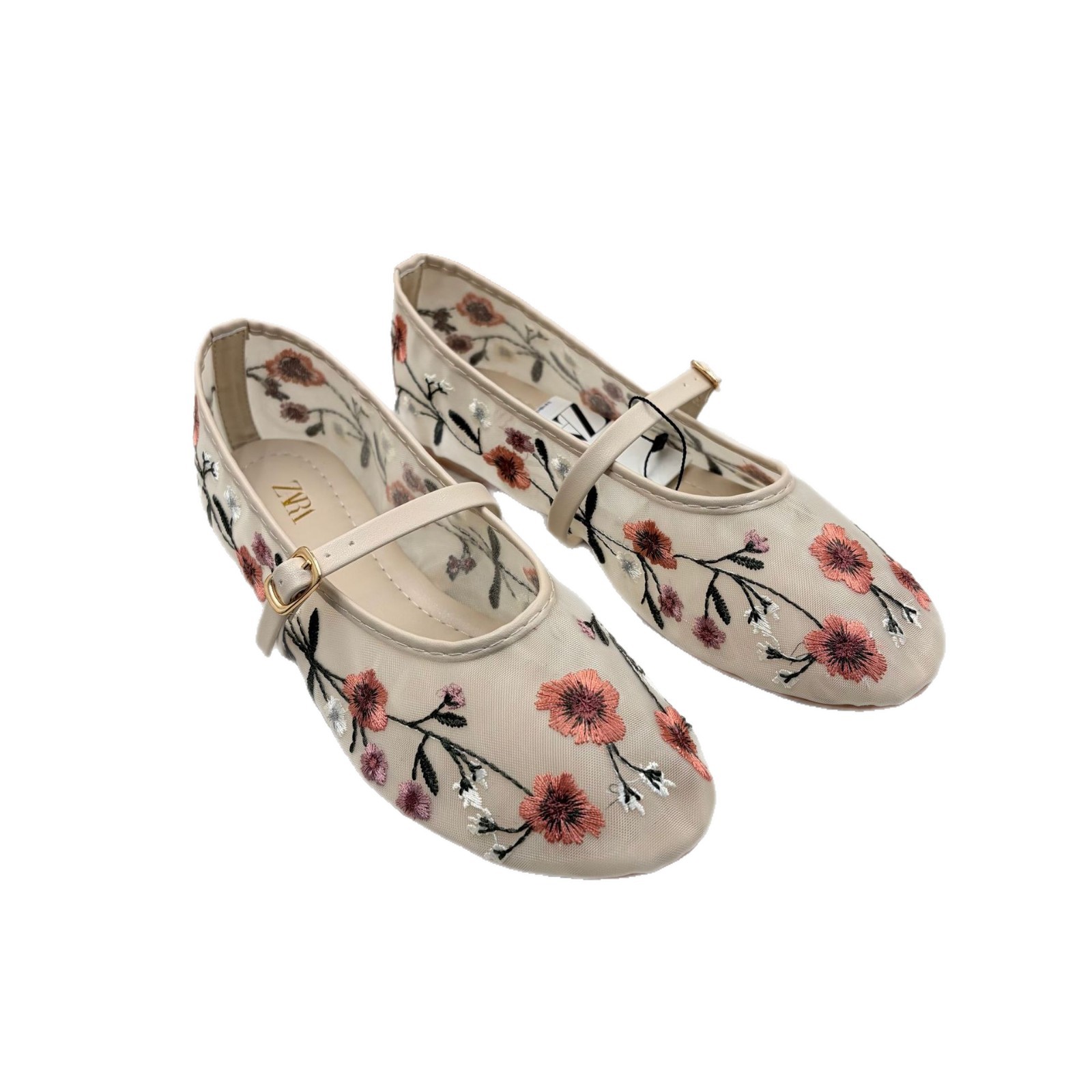  Spain  Winter New Flat Women's Shoes Embroidered Mesh Flat Ballet Shoes Fashion Shallow Mouth Single Shoes for Women