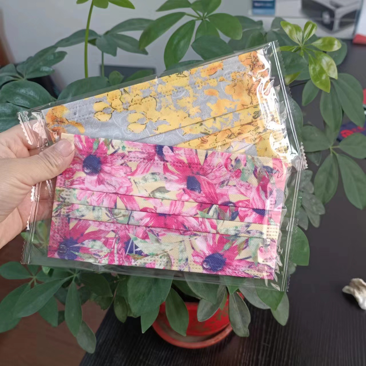 秋冬新款法式碎花口罩女高颜值一次性三层防风透气独立装日常防护