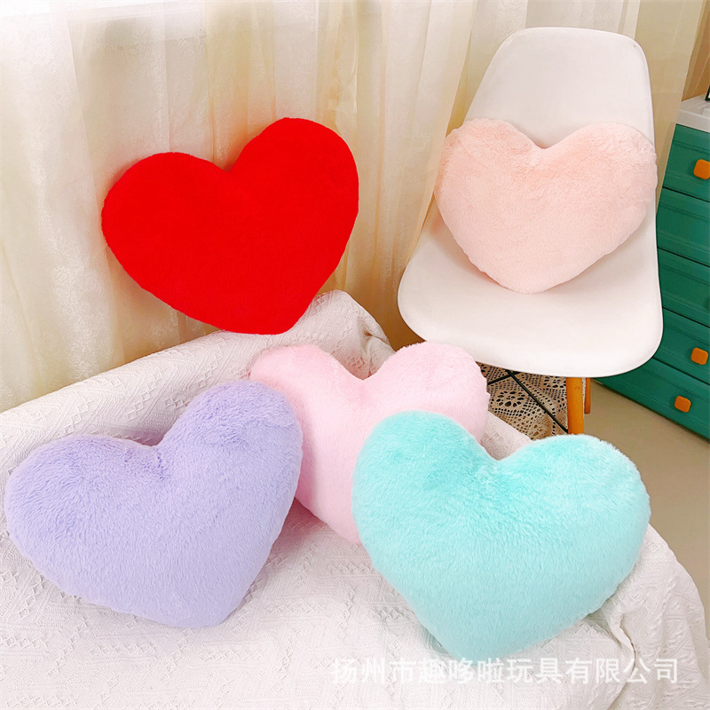 Imitation Rabbit Fur Love Pillow Creative Heart-Shaped Sofa Cushion Bedside Decoration Ornaments Valentine's Day Gift Wholesale