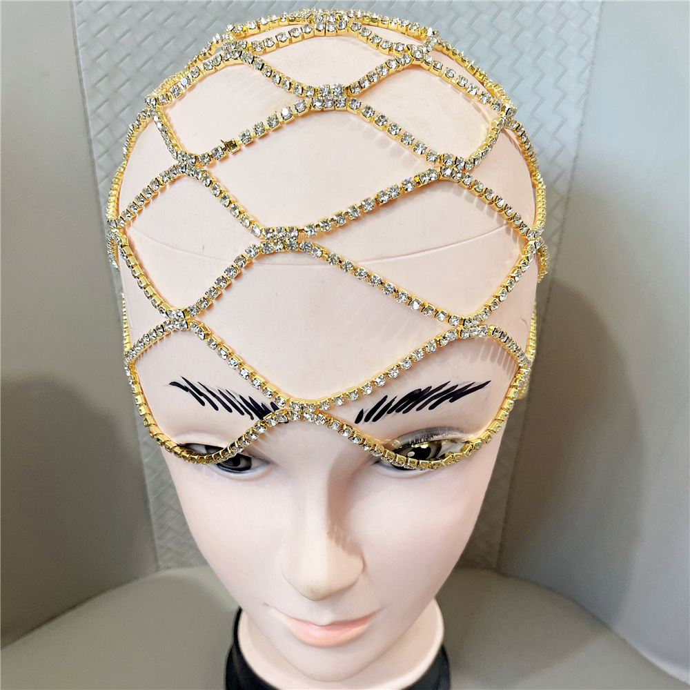 European and American bridal wedding rhinestone accessories tassel mesh headwearpicture4