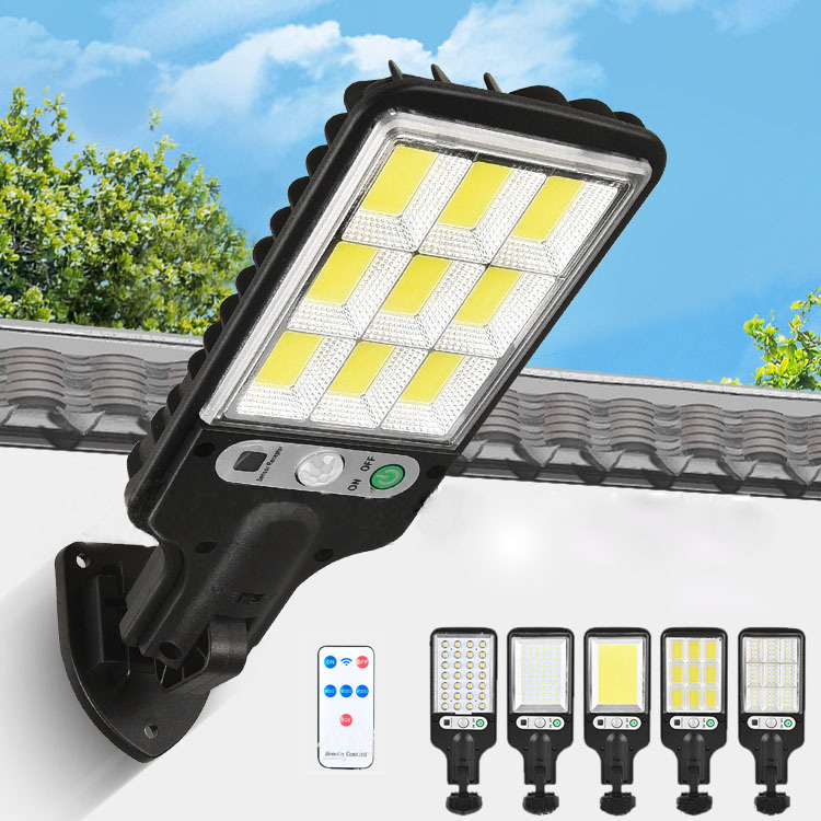 Lámpara solar LED de aluminio para exterior, con sensor de movimiento y control remoto, impermeable, ideal para jardín o patio