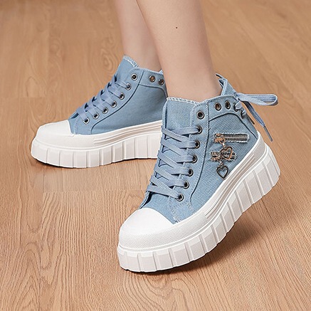Cross-Border Spring and Autumn Large Size Women's Shoes, Thick-Soled Canvas Shoes, Women's Metal Zipper Love Decoration Casual Sports Shoes Cross-Border Spring and Autumn Large Size Women's Shoes, Thick-Soled Canvas Shoes, Women's Metal Zipper Love Decoration Casual Sports Shoes