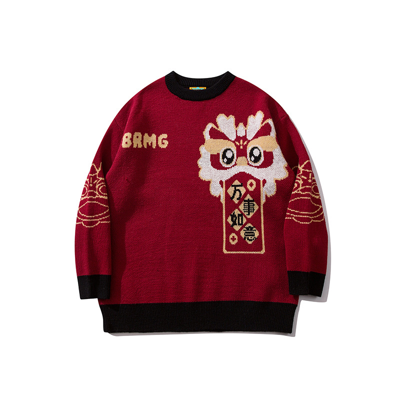 YWFG ropa de mujer americana retro 2025 Año Nuevo otoño pareja alta versátil cuello redondo manga larga suéter de punto