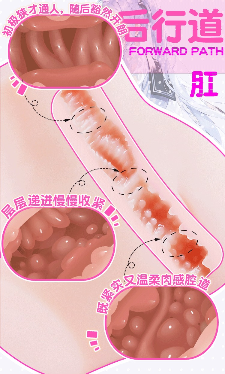 Male Masturbator Half-Body Silicone Doll with Dual Channels, 580g Flesh Tone — detail image 5