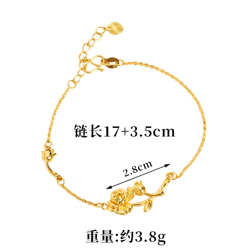 Antiguo oro vietnamita lujo ligero de lujo alto sentido romántico pulsera rosa simple para mujeres no se desvanece el suministro de joyas